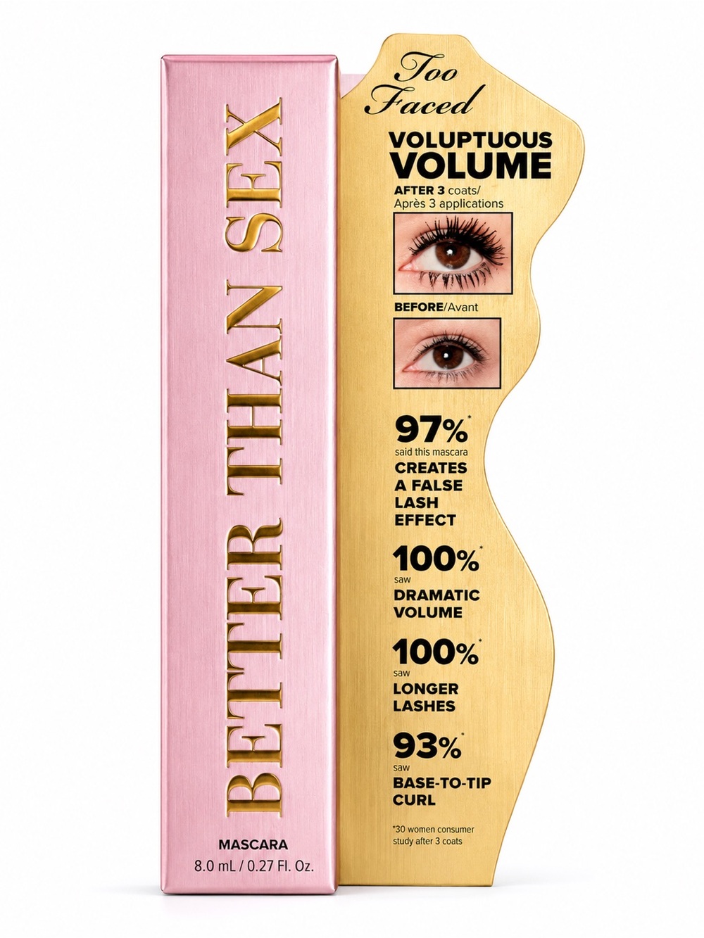 Too Faced Better Than Sex Mascara Full Size 8ml Volumizing Lengthening New Black